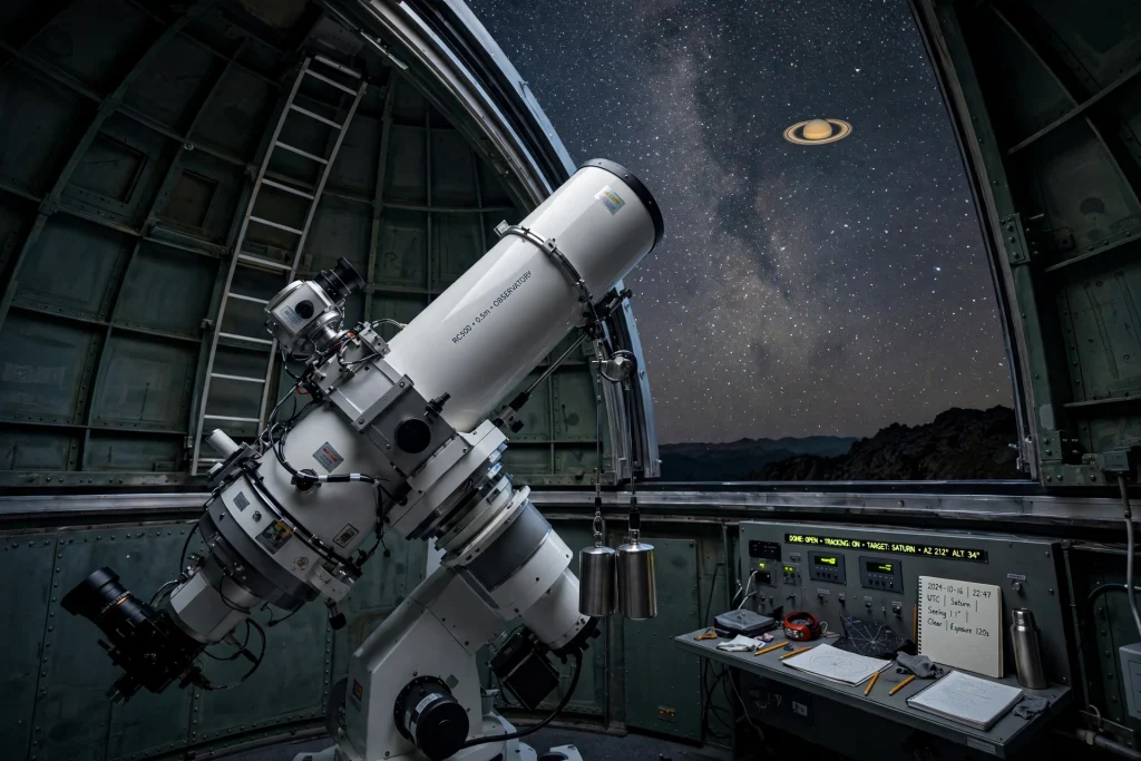 Who Decides What Counts as a Moon? Saturn’s 128 New Additions, Explained Telescope on Mauna Kea observing Saturn and its distant irregular moons